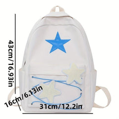 Green Backpack with Five Pointed Star Pattern
