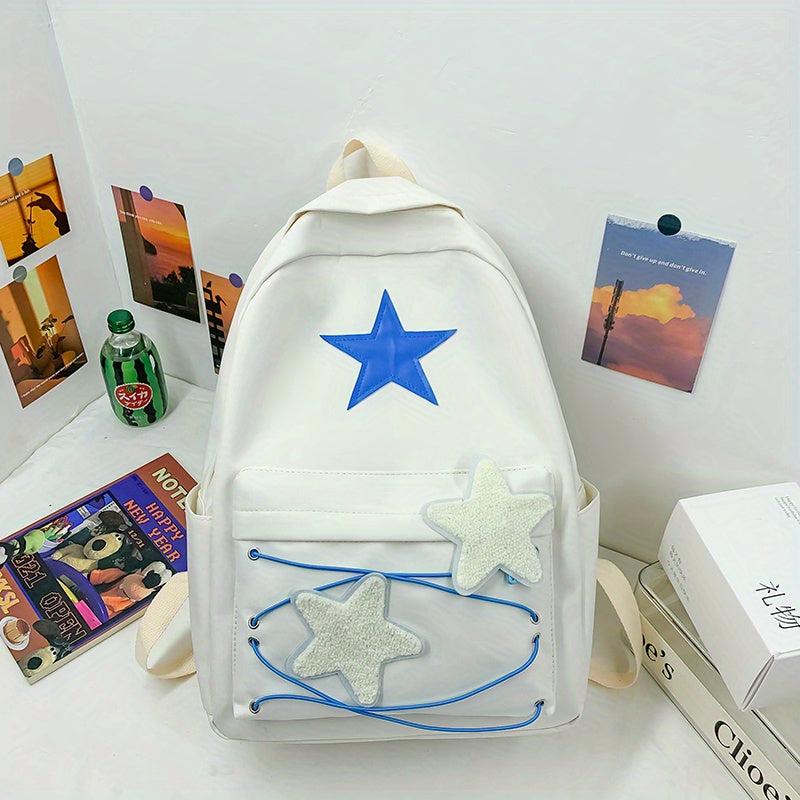 Green Backpack with Five Pointed Star Pattern