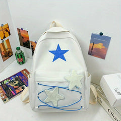 Green Backpack with Five Pointed Star Pattern