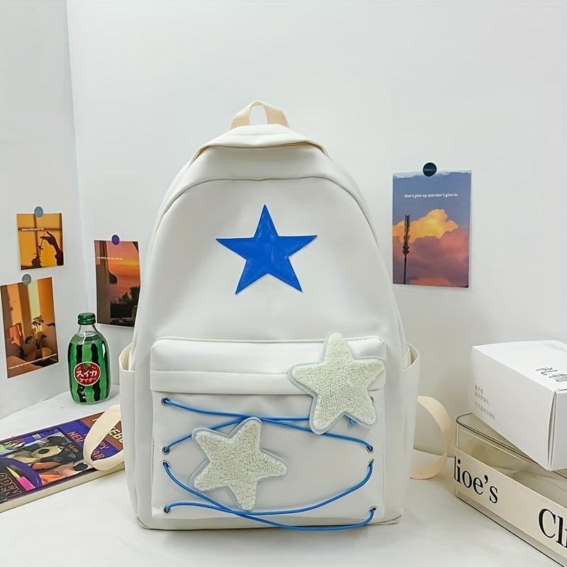 Green Backpack with Five Pointed Star Pattern
