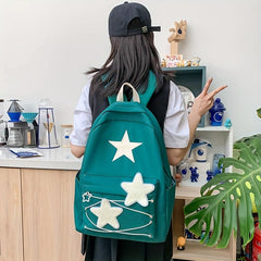 Green Backpack with Five Pointed Star Pattern
