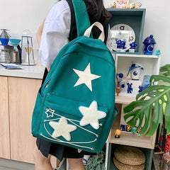 Green Backpack with Five Pointed Star Pattern