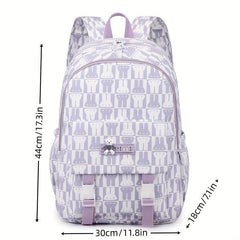 Sweet Rabbit Printed Backpack for Middle School Girls