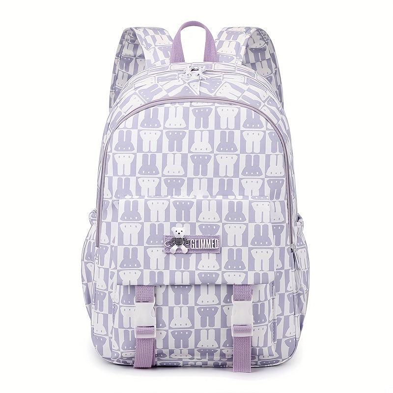 Sweet Rabbit Printed Backpack for Middle School Girls