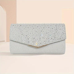 Pleated Rhinestone Chain Clutch Elegant Evening Bag