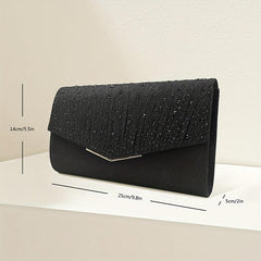 Pleated Rhinestone Chain Clutch Elegant Evening Bag