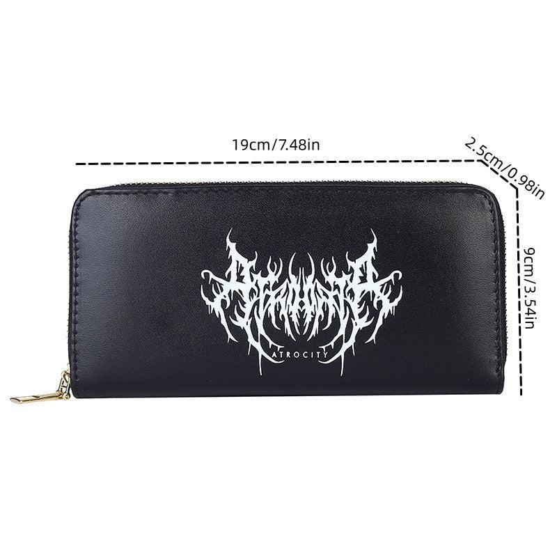 Devil Graffiti Pattern Long Coin Purse PU Leather Lightweight Card Holder