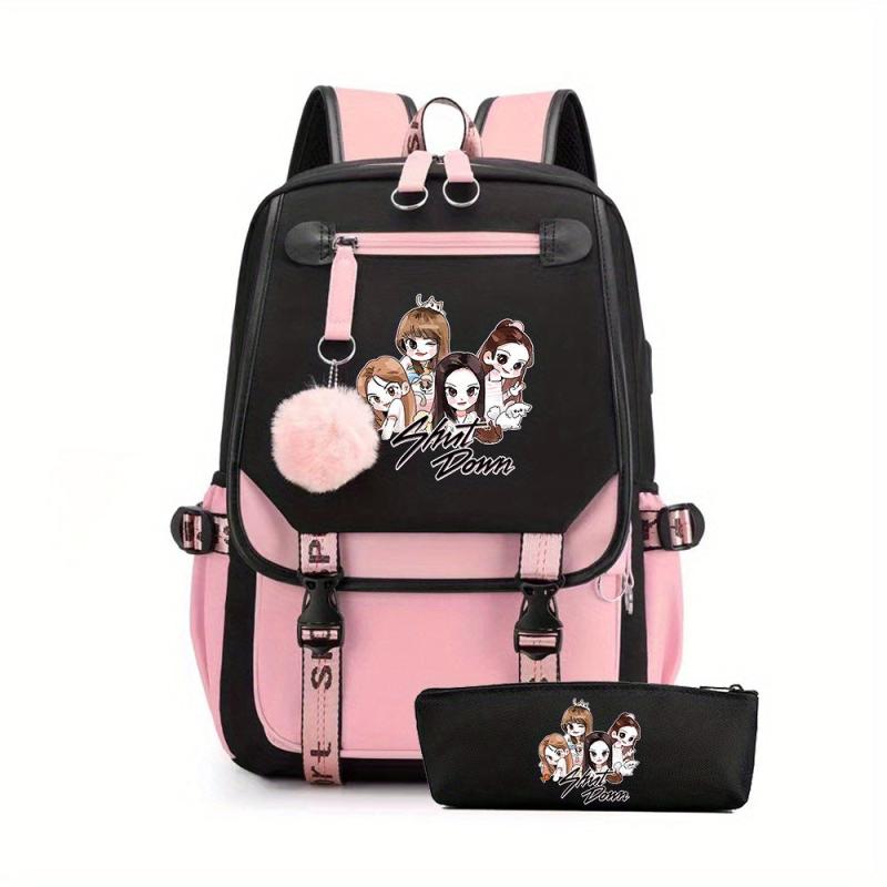 2pcs Backpack With Pencil Bag Set Casual Laptop Bag