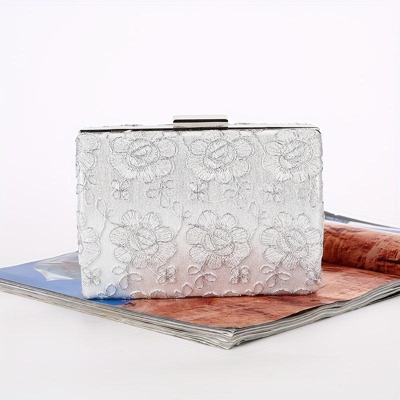 Floral Embroidered Evening Bag Classic Dinner Clutch Handbag for Party Wedding