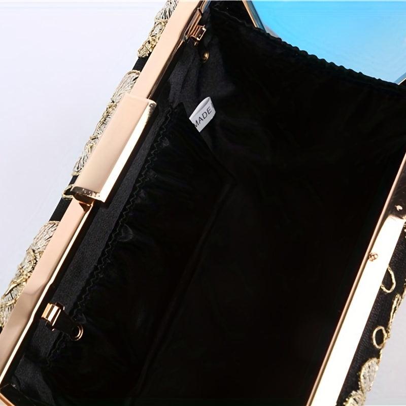 Floral Embroidered Evening Bag Classic Dinner Clutch Handbag for Party Wedding