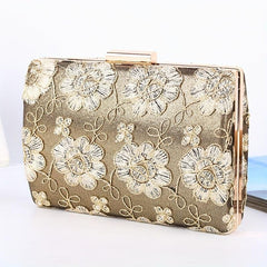 Floral Embroidered Evening Bag Classic Dinner Clutch Handbag for Party Wedding