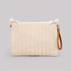 Tassel Decor Woven Envelop Clutch Straw Bag for Women