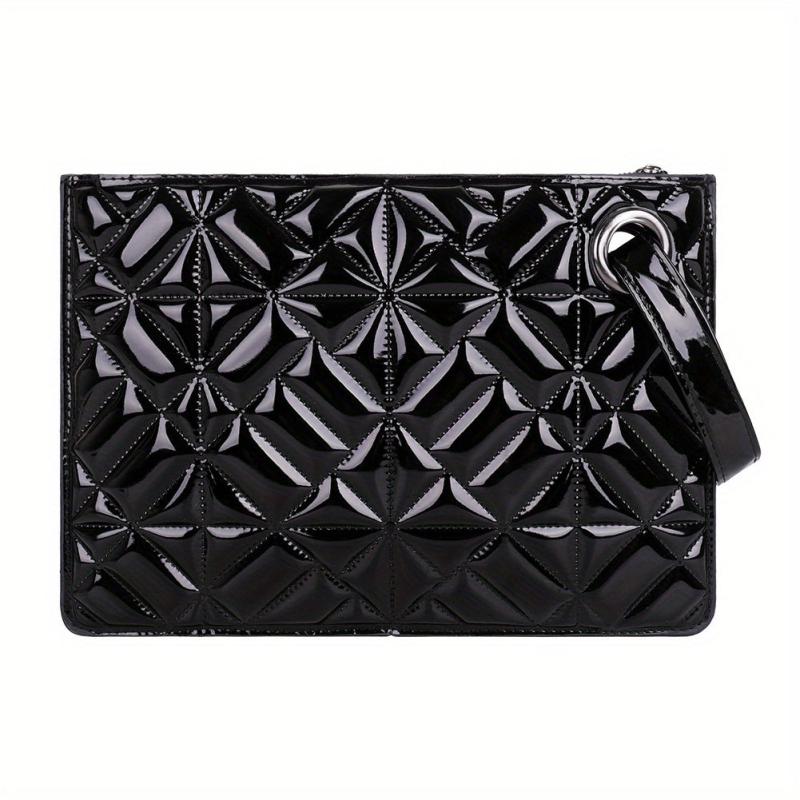 Geometric Quilted Clutch Bag Zipper Purse