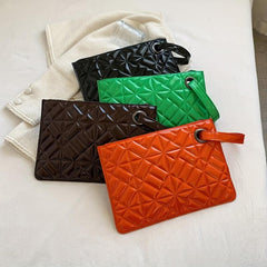 Geometric Quilted Clutch Bag Zipper Purse