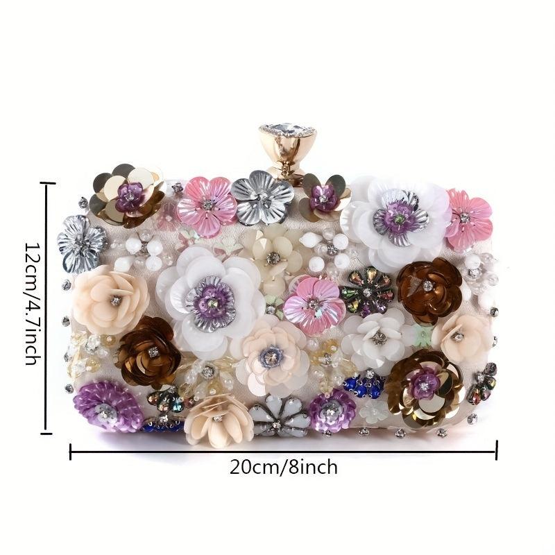 Sequin Flower Evening Bag Dinner Clutch Purse For Wedding Party Prom
