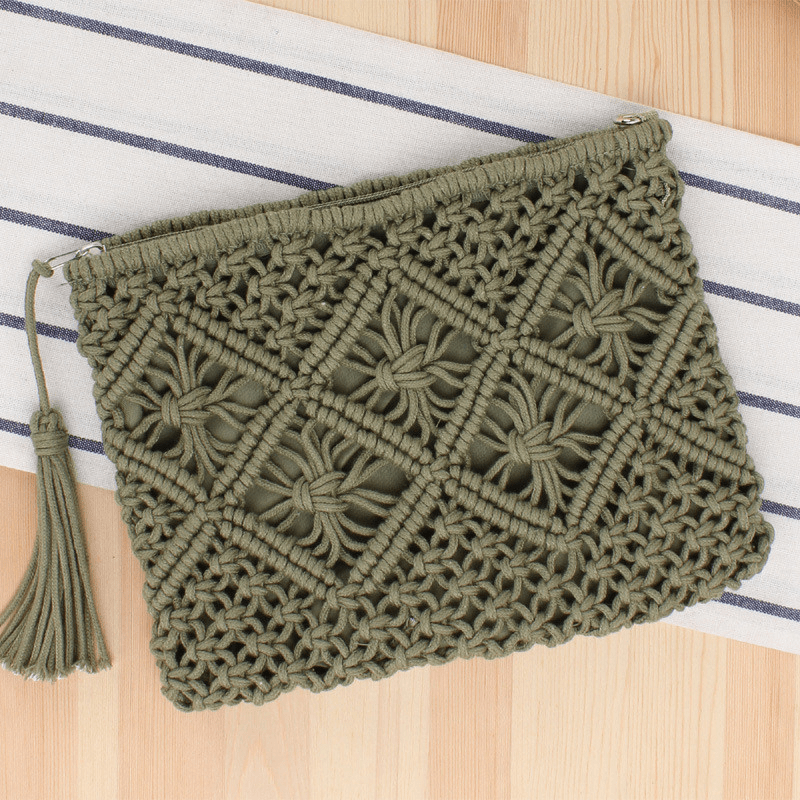 Tassel Clutch Straw Woven Retro Hand Woven Bag Women's Bag