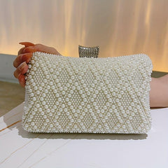 Pearl Decor Evening Clutch Bag Dinner Purse For Wedding Party