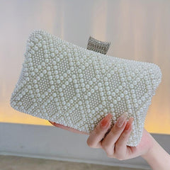 Pearl Decor Evening Clutch Bag Dinner Purse For Wedding Party