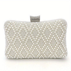 Pearl Decor Evening Clutch Bag Dinner Purse For Wedding Party