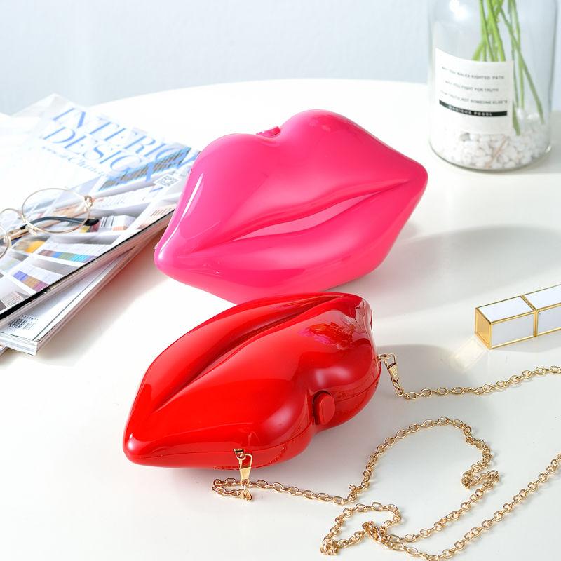 Acrylic Lips Evening Bag Chain Shoulder Party Bag