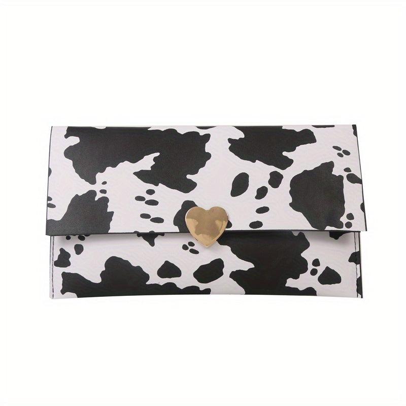 Cow Pattern Clutch Purse Envelope Bag Women's Casual Handbag