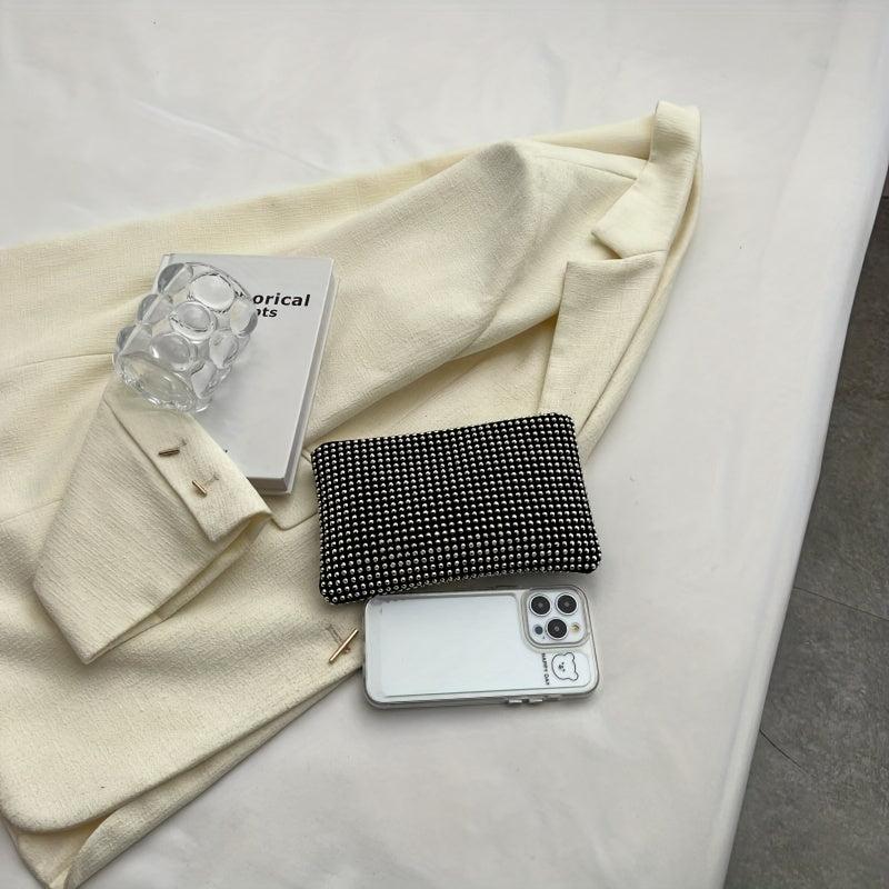 Glitter Rhinestone Zipper Clutch Evening Bag