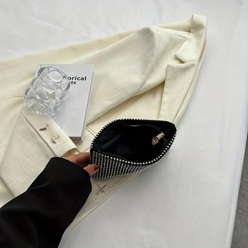 Glitter Rhinestone Zipper Clutch Evening Bag