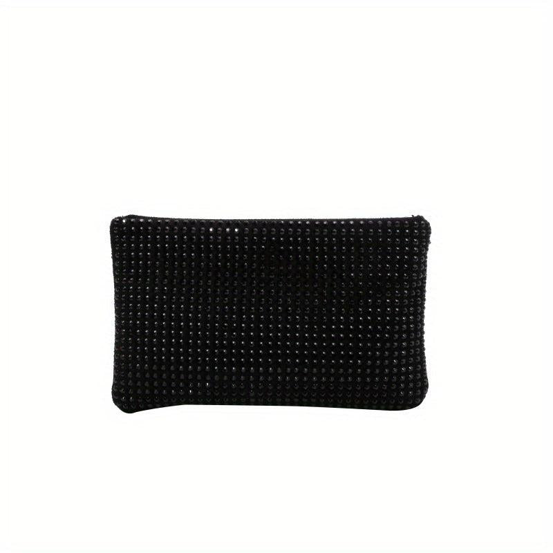Glitter Rhinestone Zipper Clutch Evening Bag