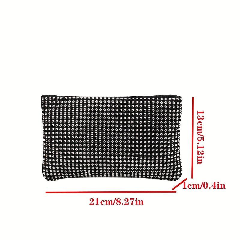 Glitter Rhinestone Zipper Clutch Evening Bag