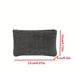 Glitter Rhinestone Zipper Clutch Evening Bag