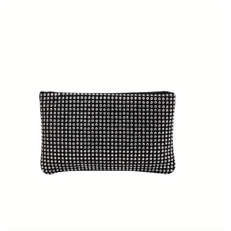 Glitter Rhinestone Zipper Clutch Evening Bag