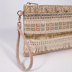 Vintage Ethnic Envelope Bag Bohemian Clutch Straw Handbag