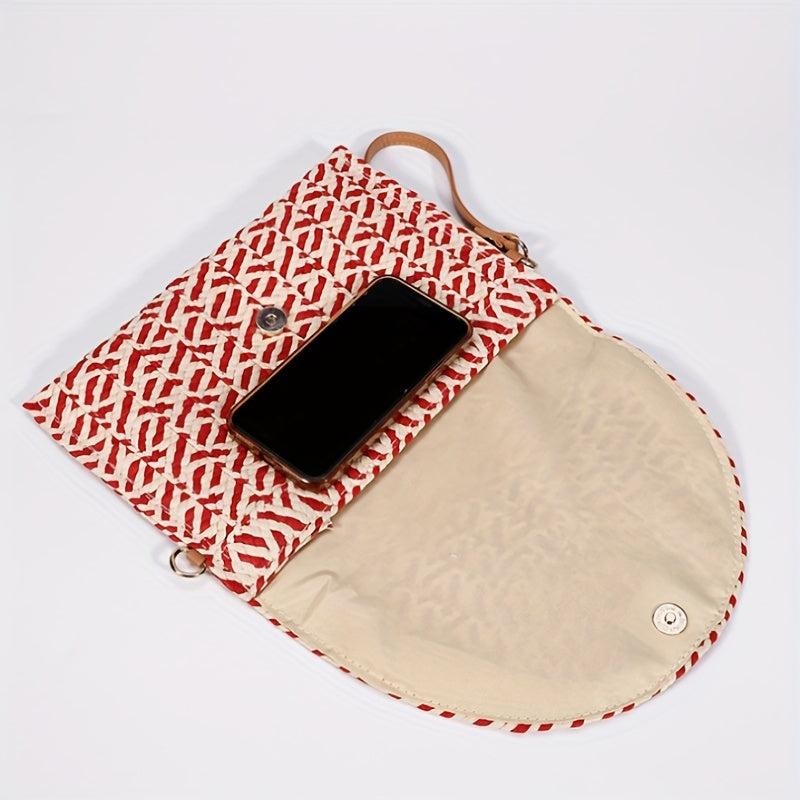 Vintage Ethnic Envelope Bag Retro Bohemian Clutch Purse Straw Handbag