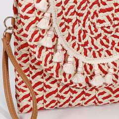 Vintage Ethnic Envelope Bag Retro Bohemian Clutch Purse Straw Handbag