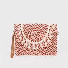 Vintage Ethnic Envelope Bag Retro Bohemian Clutch Purse Straw Handbag