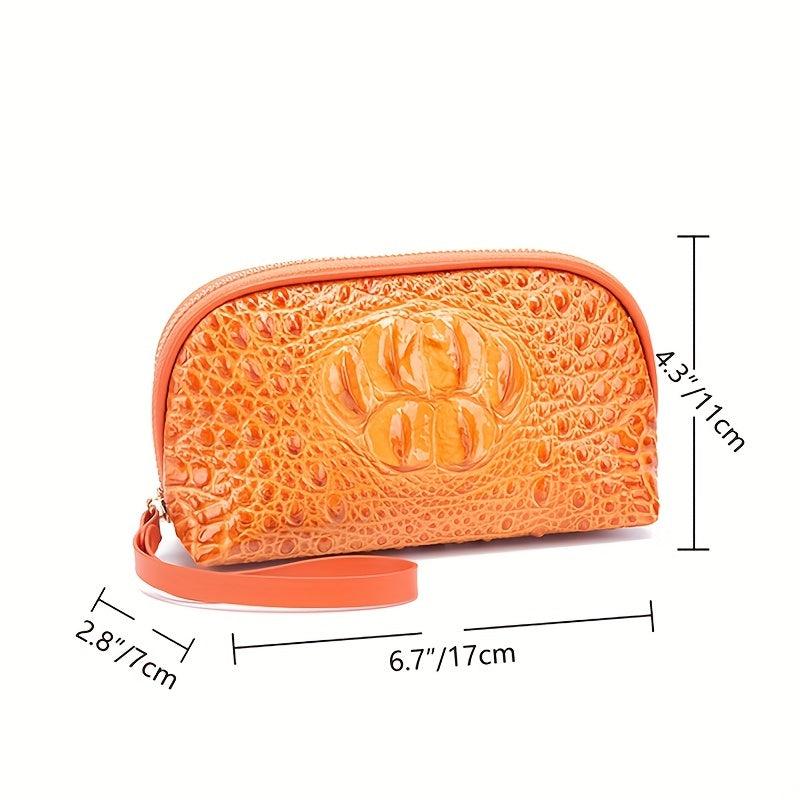 Crocodile Embossed Clutch Bag Handbag Women Leather Coin Purse