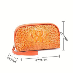 Crocodile Embossed Clutch Bag Handbag Women Leather Coin Purse