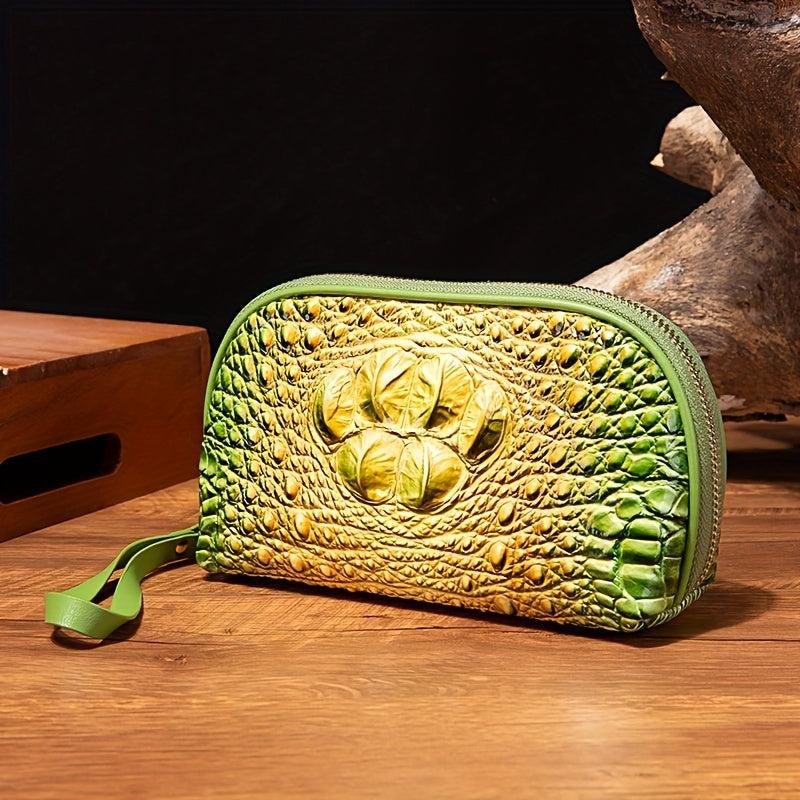 Crocodile Embossed Clutch Bag Handbag Women Leather Coin Purse