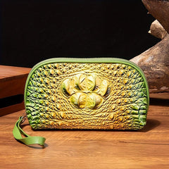 Crocodile Embossed Clutch Bag Handbag Women Leather Coin Purse