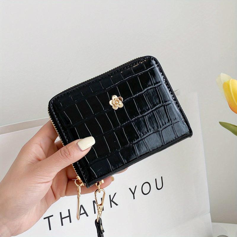 Crocodile Embossed Coin Purse Zipper Clutch Bag With Card Slots