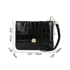 Crocodile Embossed Coin Purse Zipper Clutch Bag With Card Slots