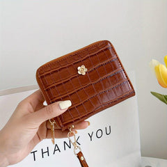 Crocodile Embossed Coin Purse Zipper Clutch Bag With Card Slots