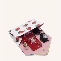 Strawberry Pattern Metal Chain Crossbody Bag PU Leather Envelope Bag