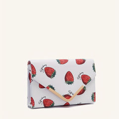 Strawberry Pattern Metal Chain Crossbody Bag PU Leather Envelope Bag