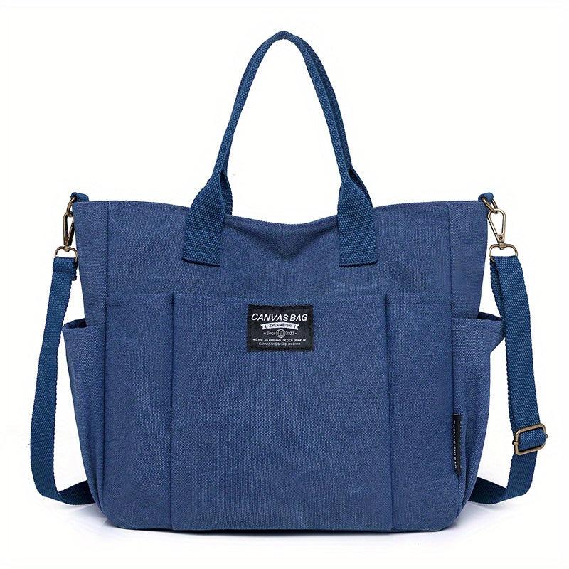 Women's Canvas Tote Bag with Pockets Large Capacity Crossbody Bag