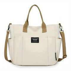 Women's Canvas Tote Bag with Pockets Large Capacity Crossbody Bag