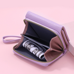 Women's Love Embroidered Short Wallet Credit Card Holder Purse