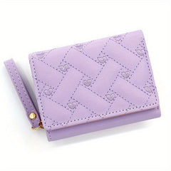 Women's Love Embroidered Short Wallet Credit Card Holder Purse