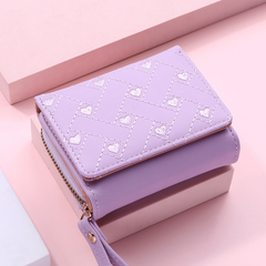 Women's Love Embroidered Short Wallet Credit Card Holder Purse