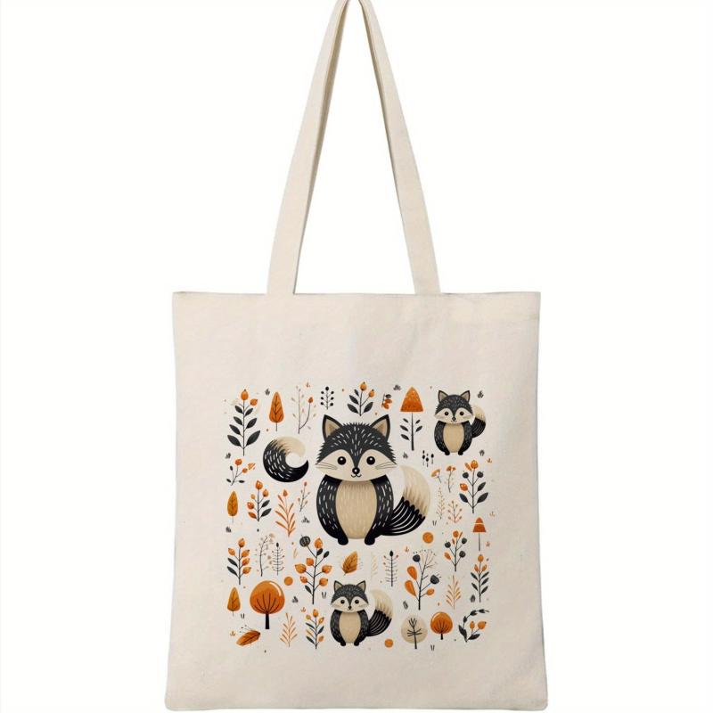 Cartoon Raccoon Canvas Shoulder Bag Lightweight Handbag